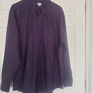Brooks Brothers Men's Shirt Button Down Dark Purple Plaid Sz XL